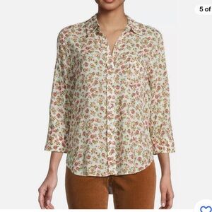 L'AGENCE Ryan Floral Shirt Detailed Floral Print Top Blouse